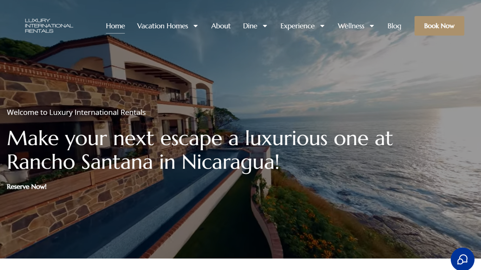 Web Desing for Luxury International Rentals at Rancho Santana , promoting high-end vacation rentals in Nicaragua with stunning sea views and premium accommodations.