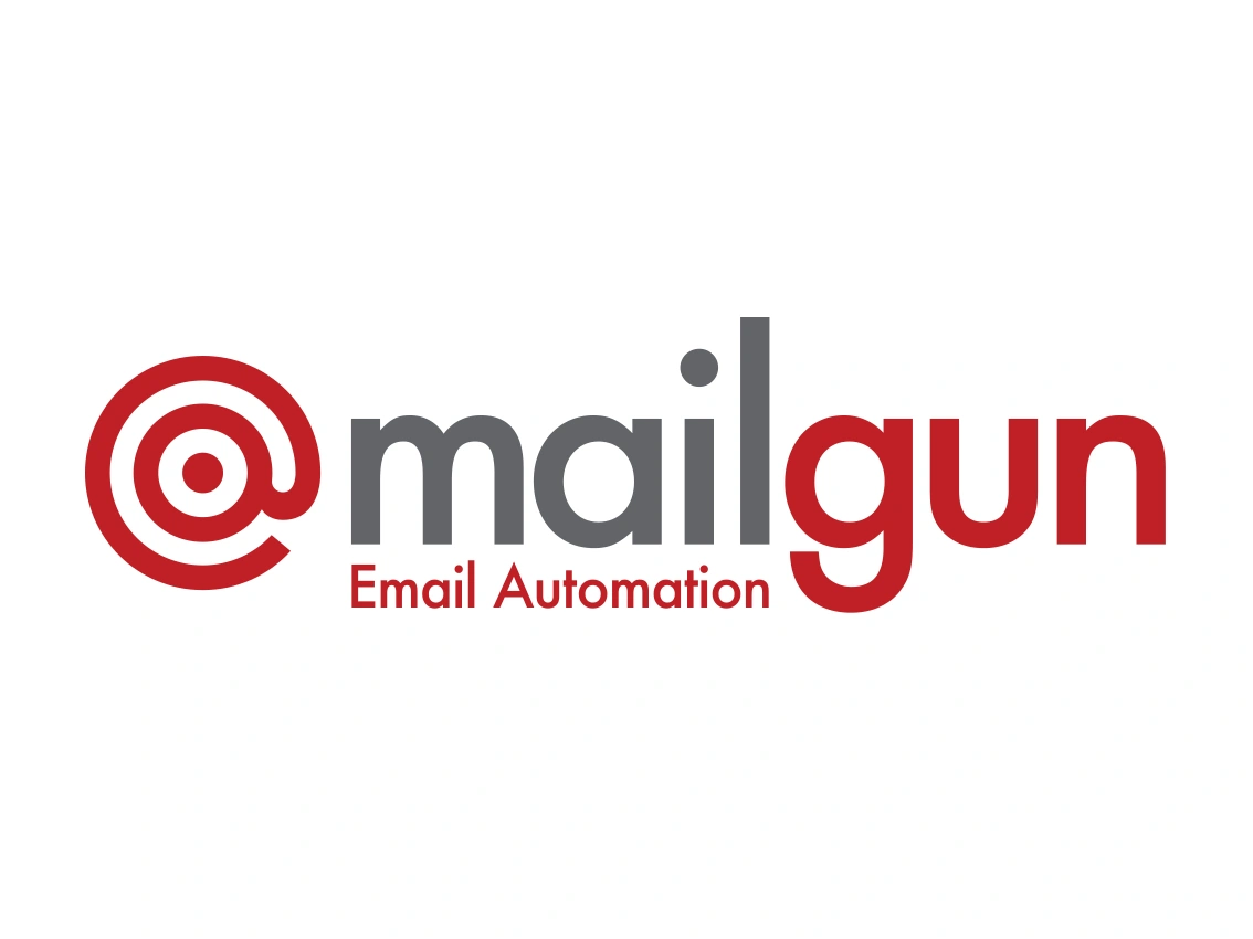 Mailgun logo featuring red and gray text with a target-like icon, representing email automation for lead nurture and email marketing strategies.